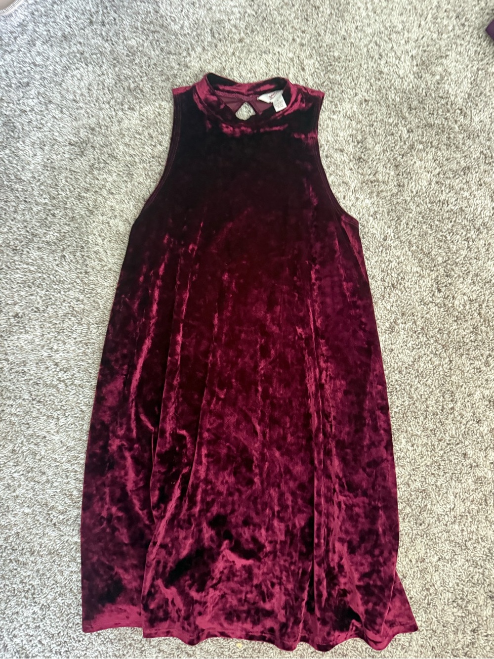 Sleeveless Velvet Mini Dress in Burgundy